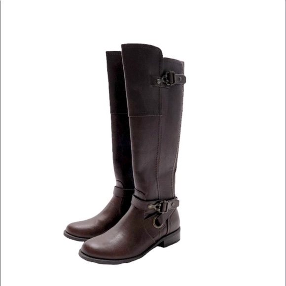 NWOT G by Guess Brown Winter Boots with Knee-High Design Buckle Accents SZ 6M - Picture 3 of 8